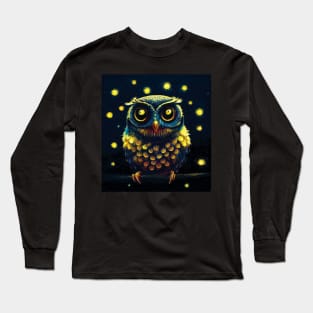 Copper and Teal Owl Among the Stars Long Sleeve T-Shirt